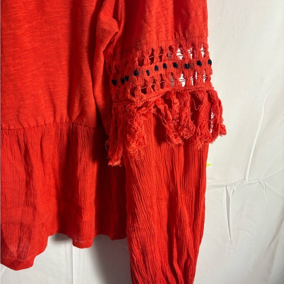100% Cotton Brick Red Lucky Brand Boho Blouse Size M - Picture 13 of 13